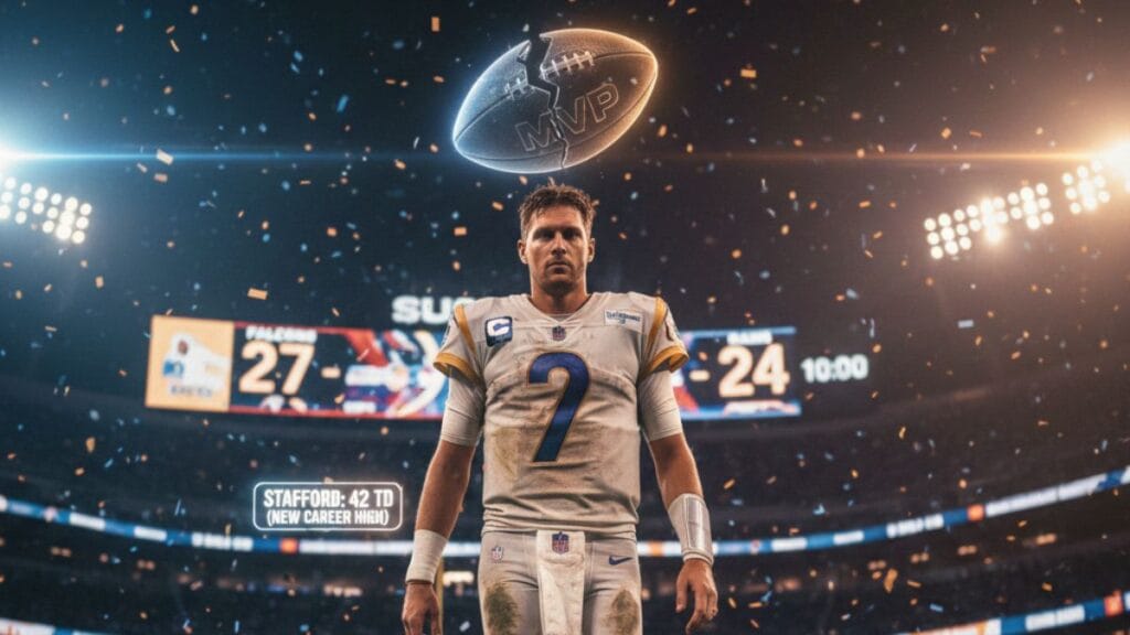 Bittersweet History Matthew Stafford (9) Reacts After A Play Against The Atlanta Falcons. Despite Setting A New Career High For Touchdowns In A Season, Stafford's Three Interceptions Proved Costly