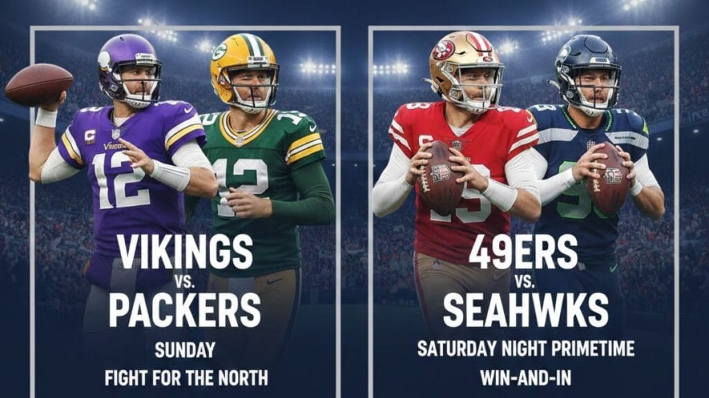 The Nfl Week 18 Schedule Features Exclusively Divisional Matchups, Highlighted By A Vikings Packers Showdown And A Saturday Primetime 49ers Seahawks Clash, To Decide The Final 2025 Playoff Picture