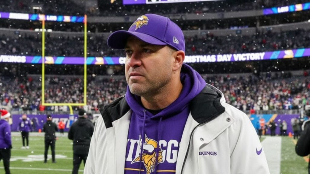 Vikings Defensive Coordinator Brian Flores Watches From The Sideline During The Christmas Day Victory Over Detroit. His Expiring Contract Has Made His Future A Top Storyline In Minnesota