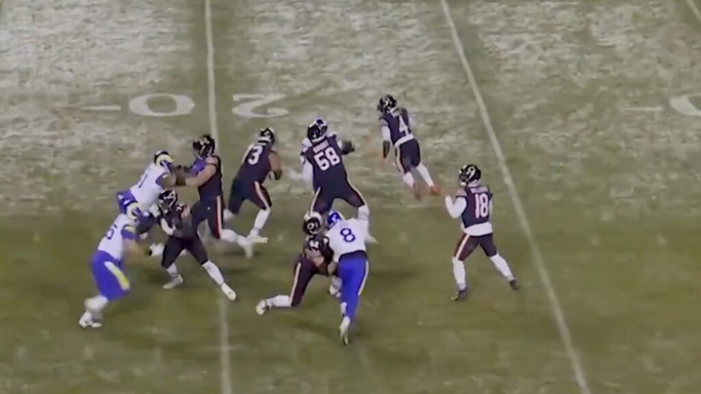 caleb williams' _ridiculous_ td pass vs rams- stats & reaction