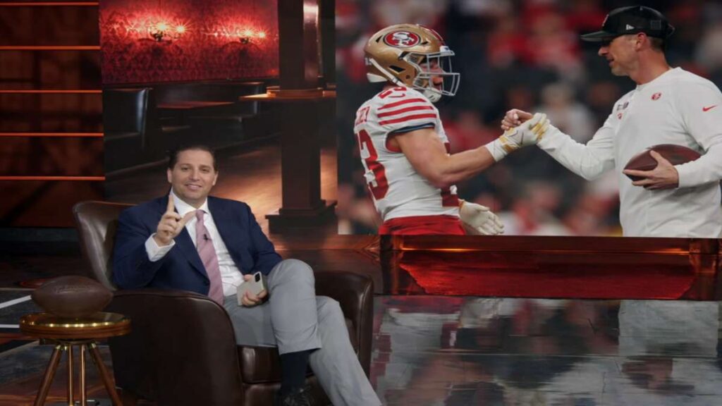 football discussion in stylish studio