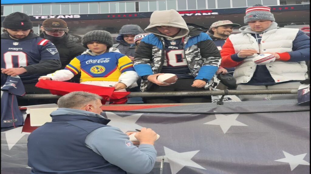 jerod mayo moments before kickoff- patriots hc embraces the cold and the crowd