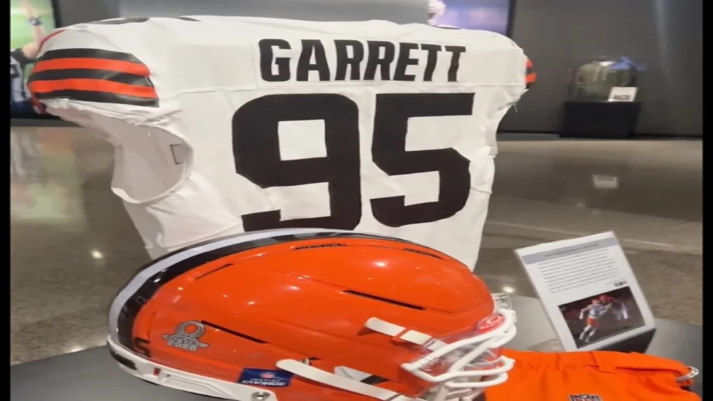 myles garrett 23-sack uniform joins pro football hall of fame