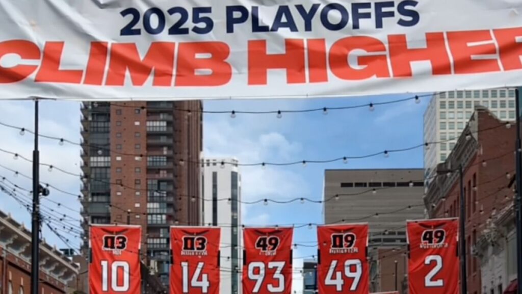 nfl playoffs banners in the city