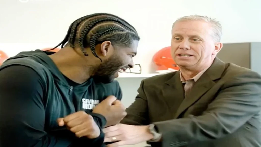 new browns hc todd monken shares a viral moment with qb shedeur sanders.