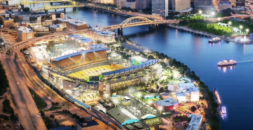 two-site draft campus designed to showcase pittsburgh's landmarks