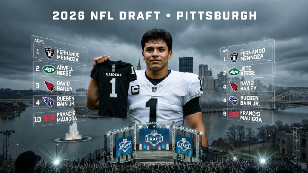 fernando mendoza is the heavy favorite to be the first name called in pittsburgh this thursday - Image Credit: NHANFL / AI-Generated